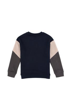 Erkek Çocuk Açık Lacivert Bisiklet Yaka Sweatshirt - 50316626010