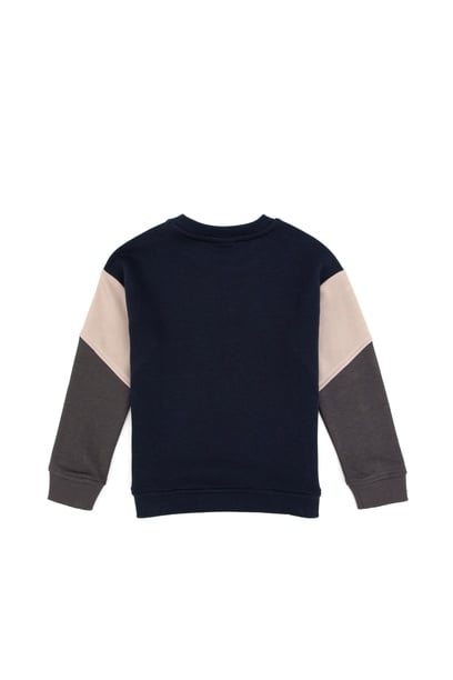 Erkek Çocuk Açık Lacivert Bisiklet Yaka Sweatshirt