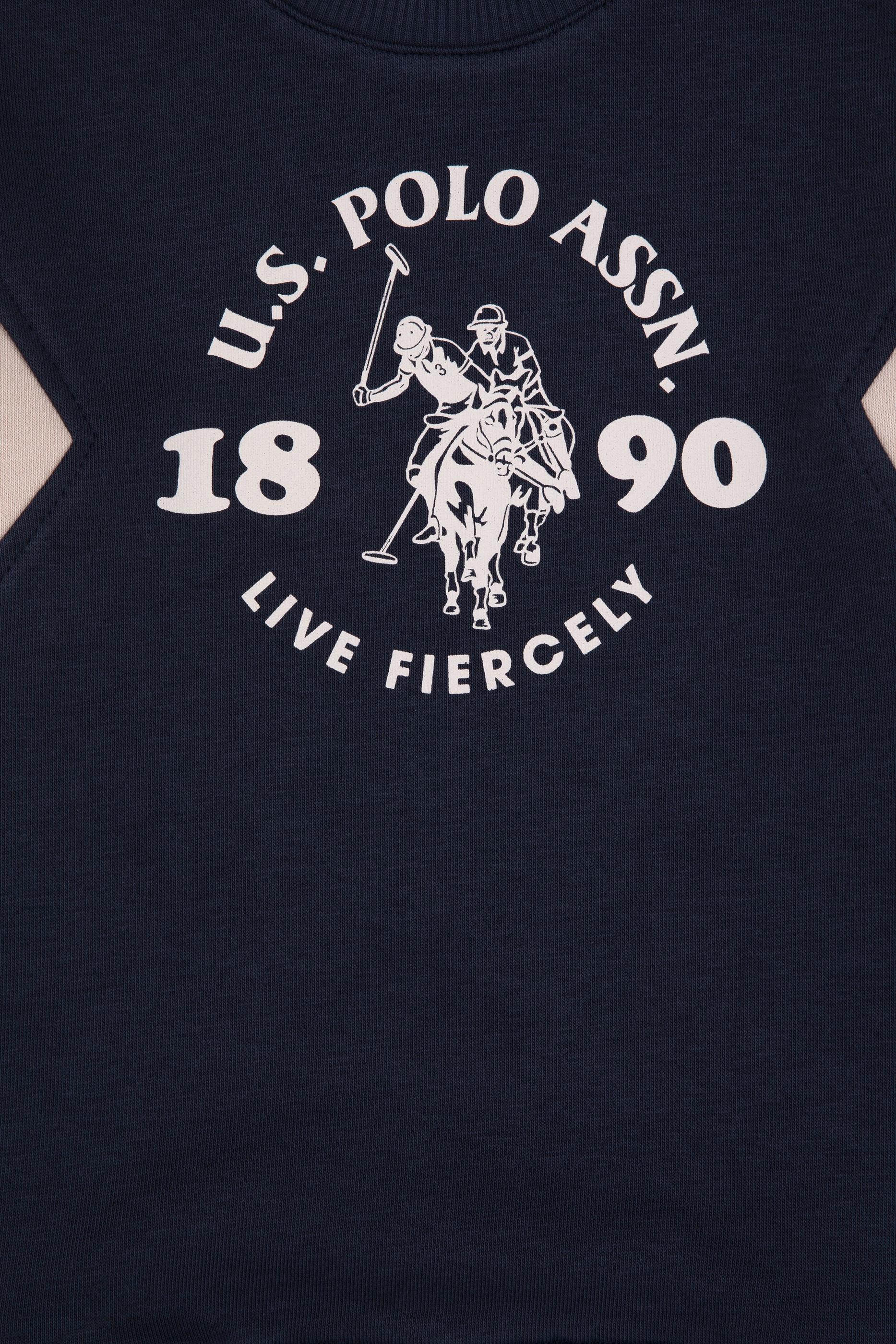 Erkek Çocuk Açık Lacivert Bisiklet Yaka Sweatshirt