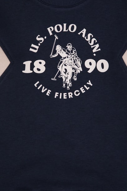 Erkek Çocuk Açık Lacivert Bisiklet Yaka Sweatshirt