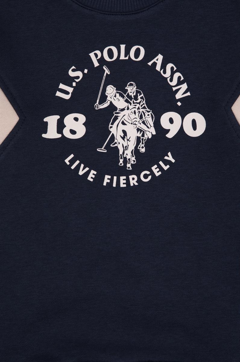 Erkek Çocuk Açık Lacivert Bisiklet Yaka Sweatshirt