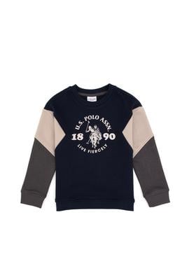 Erkek Çocuk Açık Lacivert Bisiklet Yaka Sweatshirt - 50316626010
