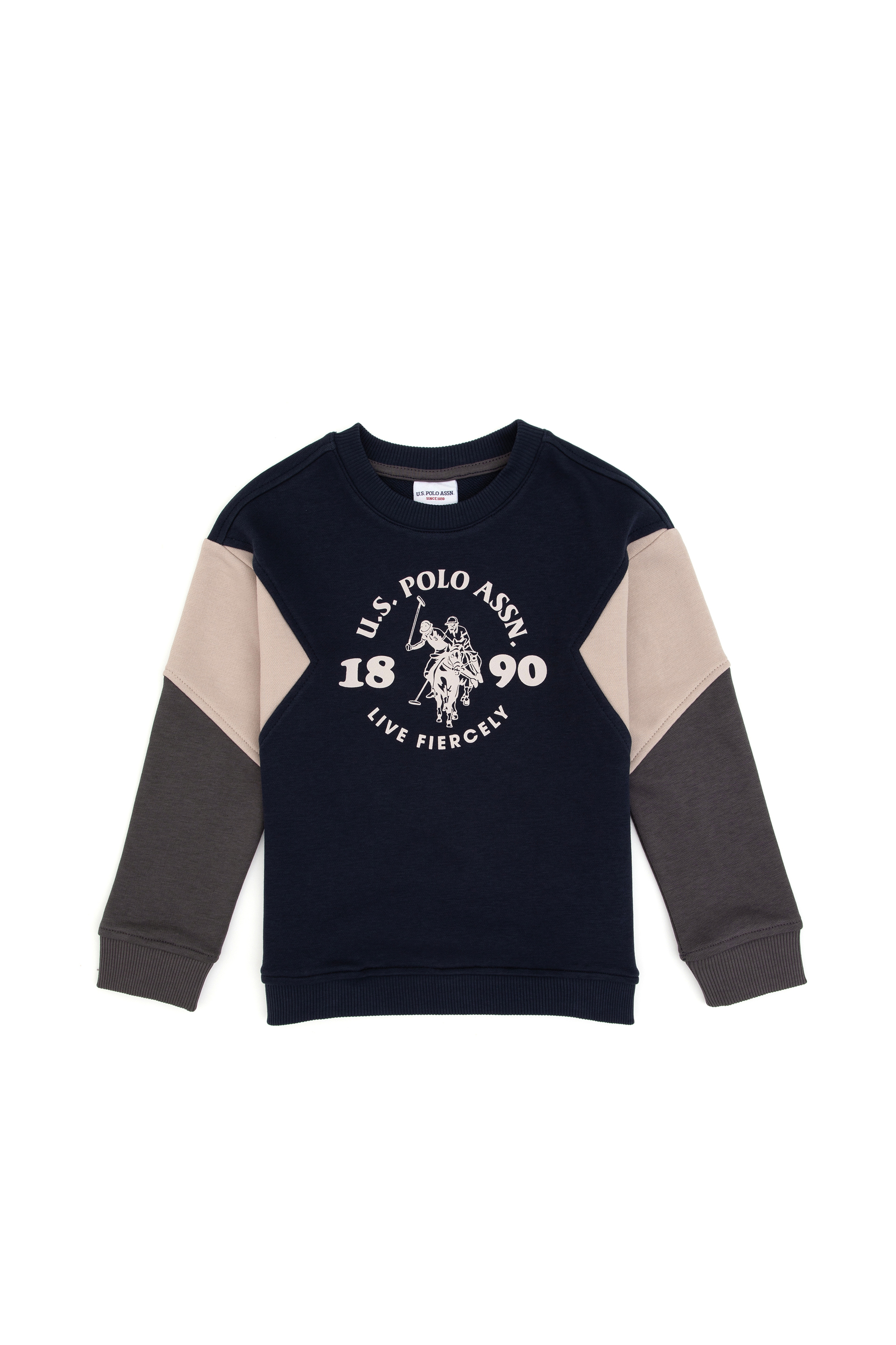 Erkek Çocuk Açık Lacivert Bisiklet Yaka Sweatshirt - Image 1