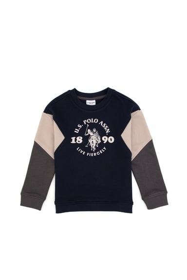 Erkek Çocuk Açık Lacivert Bisiklet Yaka Sweatshirt