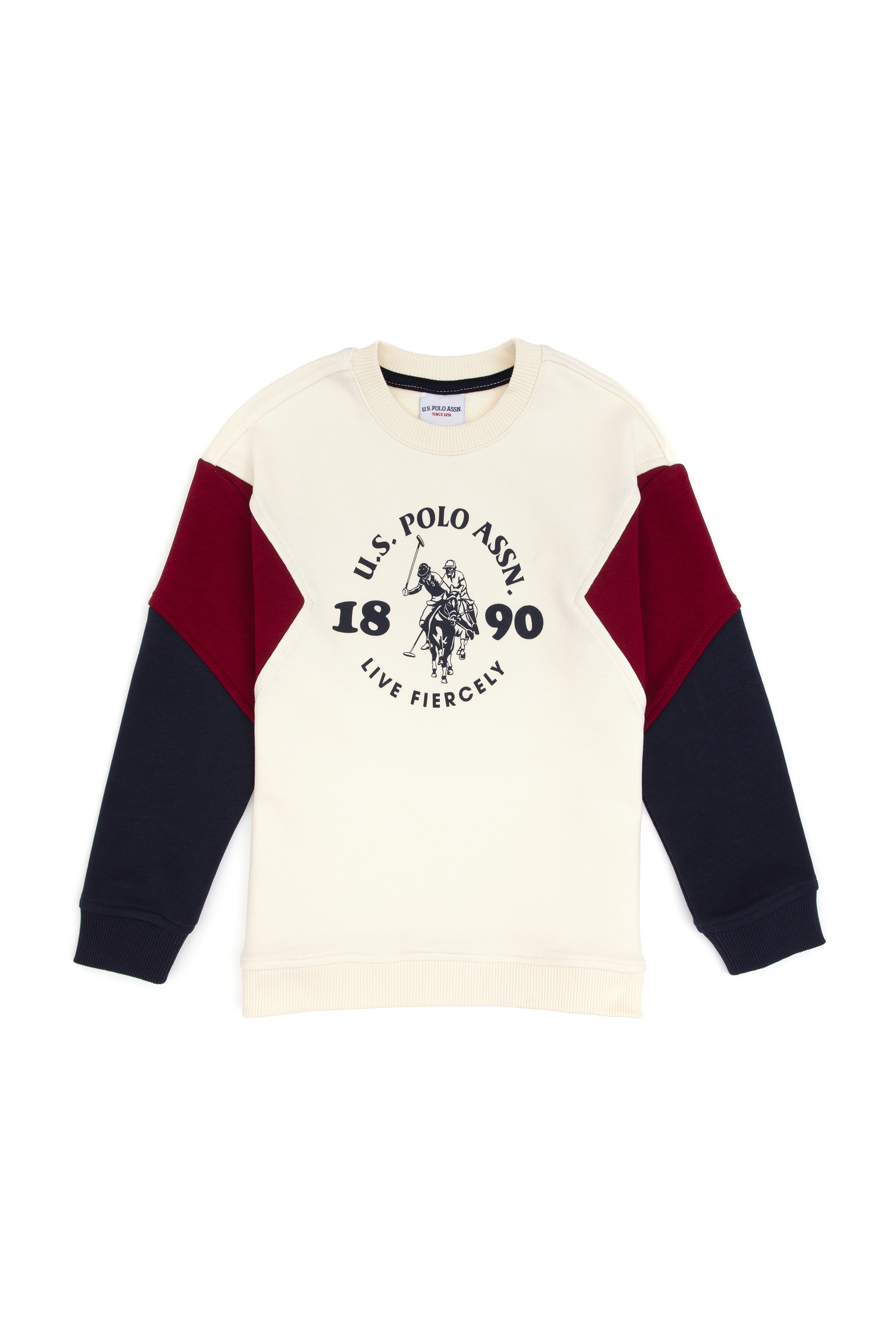 Erkek Çocuk Krem Bisiklet Yaka Sweatshirt