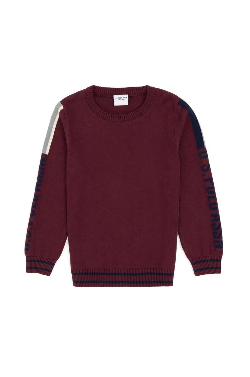 Erkek Çocuk Bordo Bisiklet Yaka Kazak