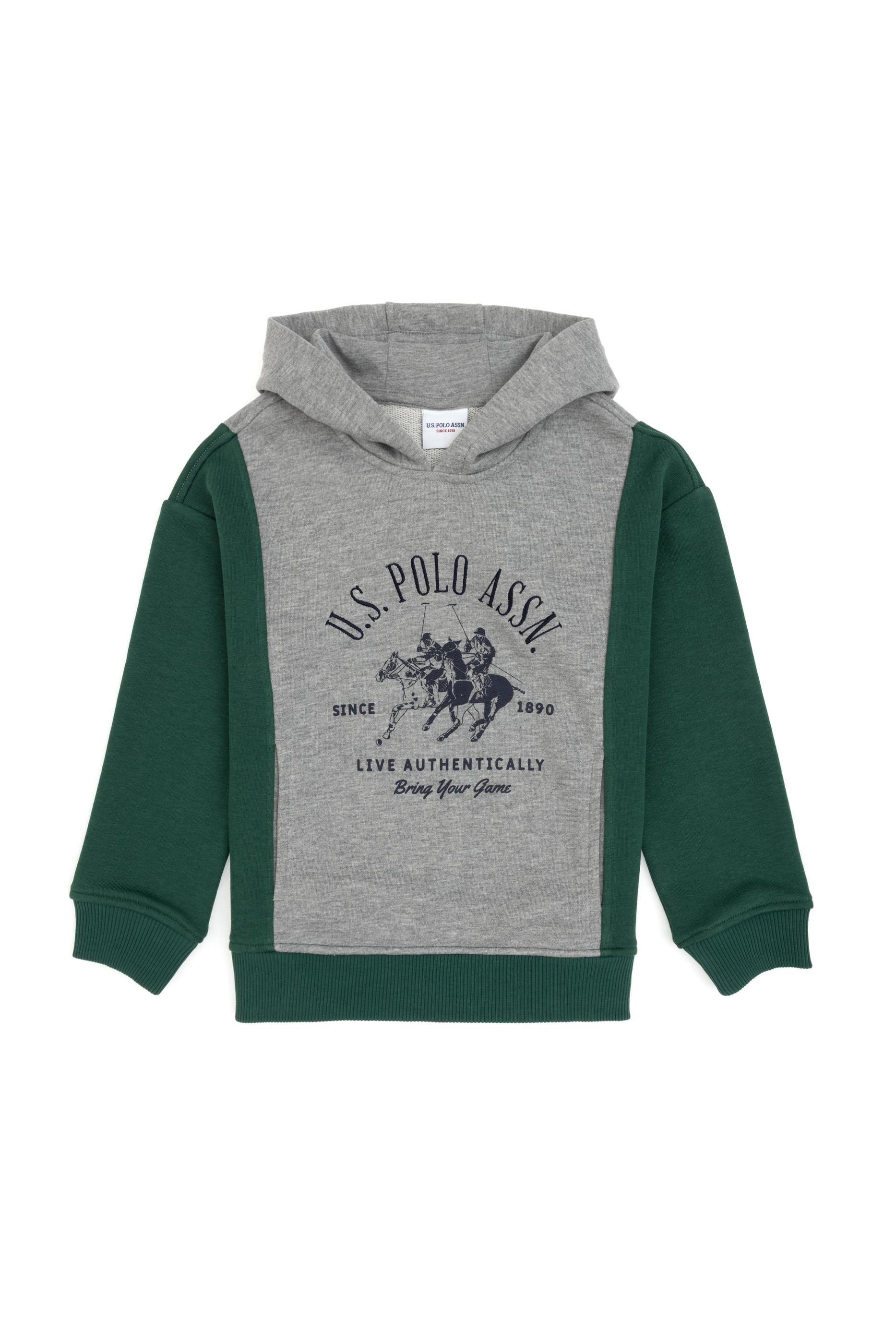 Erkek Çocuk Gri Melanj Kapüşonlu Sweatshirt