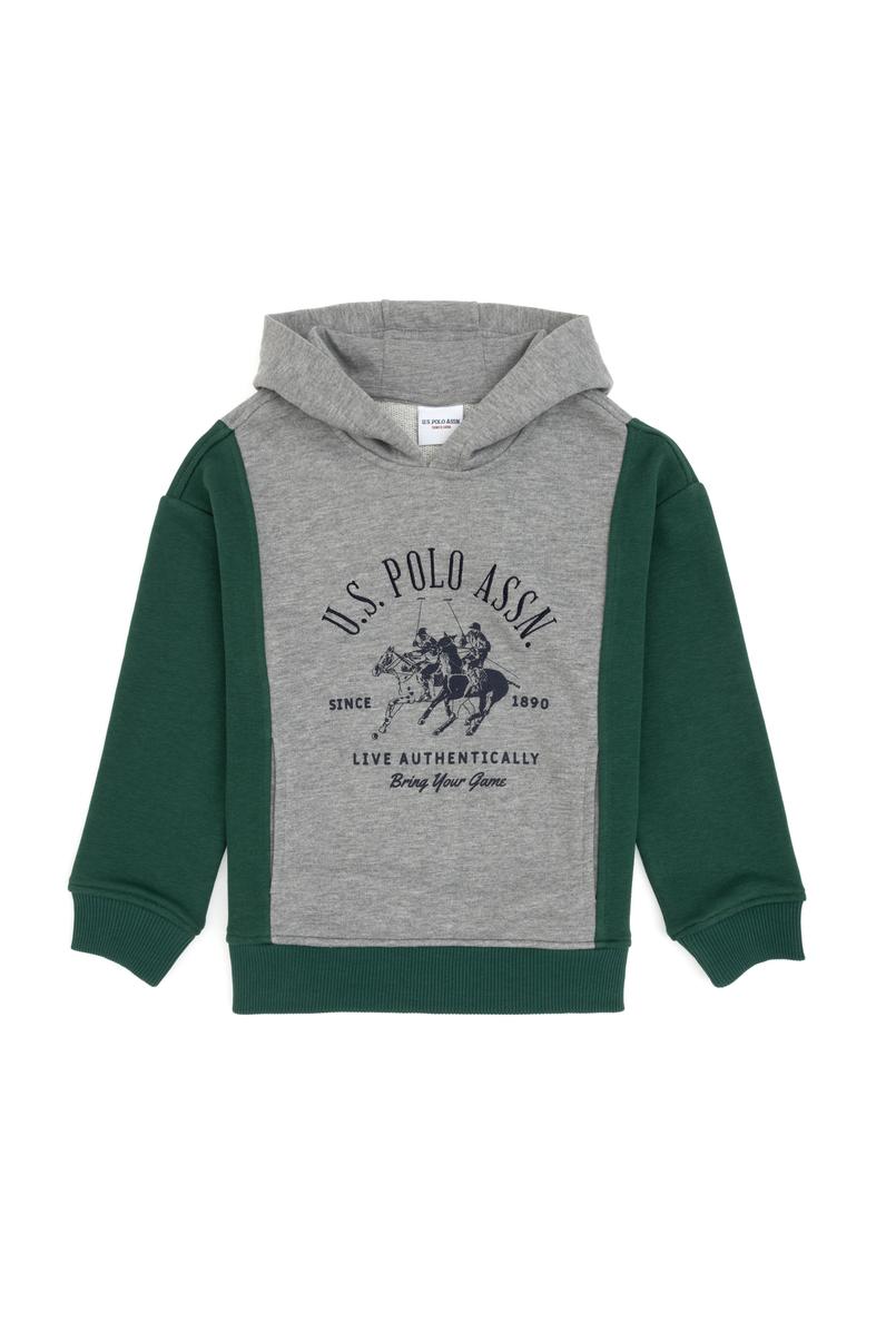 Erkek Çocuk Gri Melanj Kapüşonlu Sweatshirt
