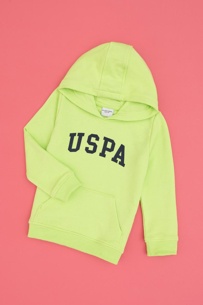 Erkek Çocuk Yeşil Kapüşonlu Basic Sweatshirt