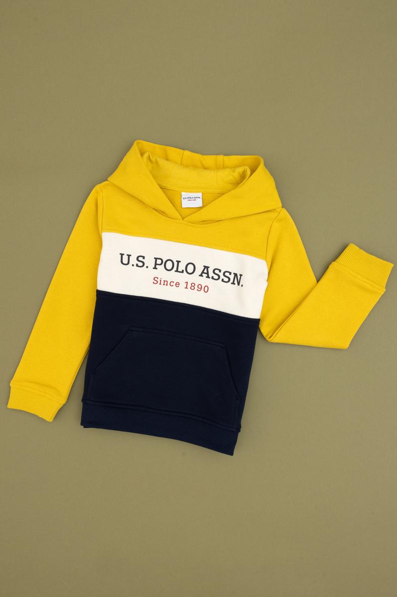 Erkek Çocuk Sarı Kapüşonlu Basic Sweatshirt