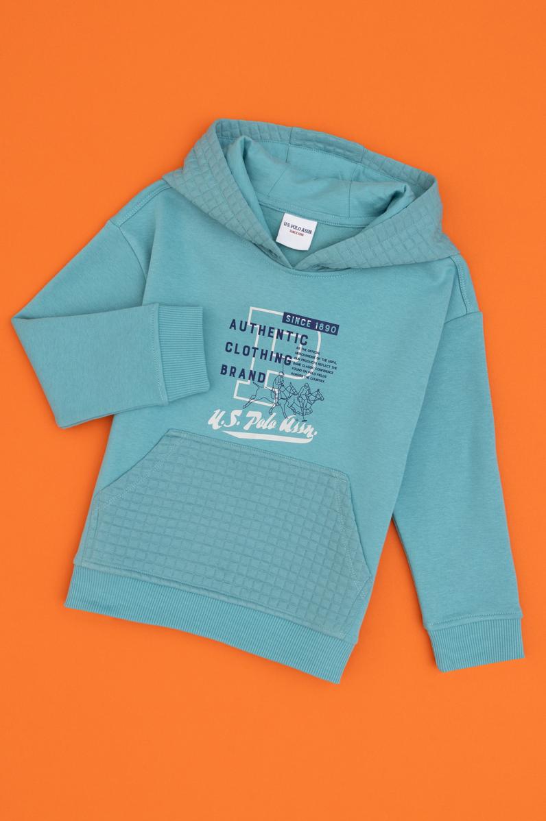 Erkek Çocuk Mint Kapüşonlu Şardonlu Sweatshirt