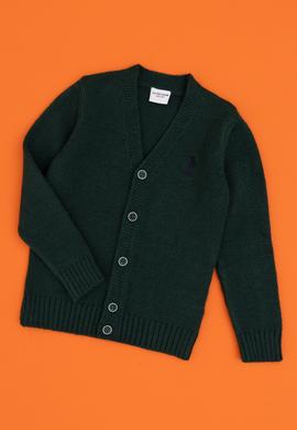 Erkek Çocuk Koyu Yeşil Triko Hırka - 50317150040