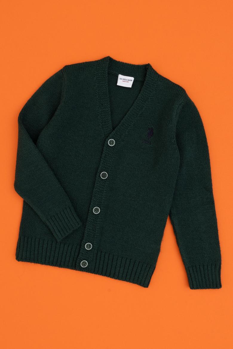 Erkek Çocuk Koyu Yeşil Triko Hırka