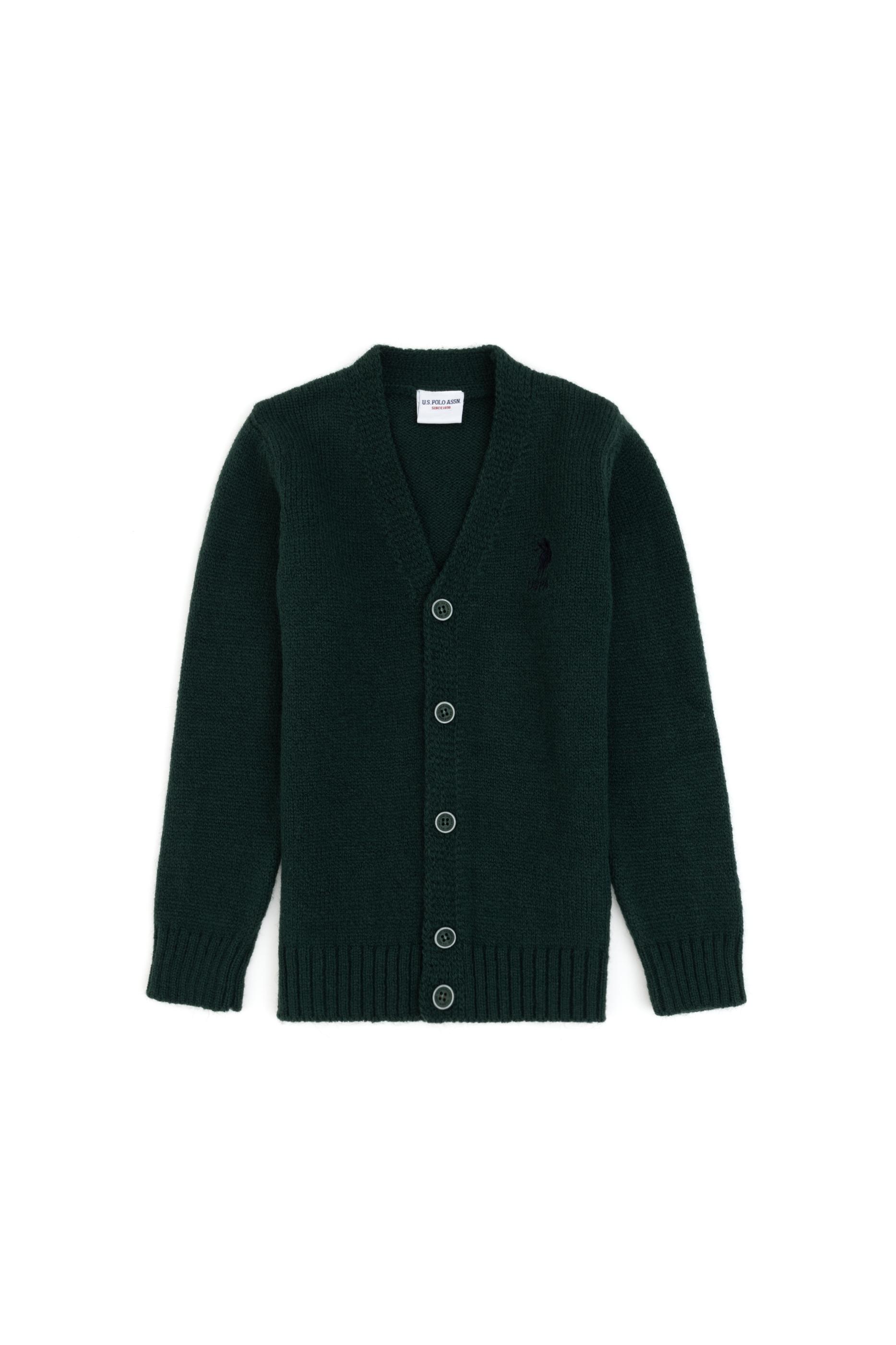 Erkek Çocuk Koyu Yeşil Triko Hırka