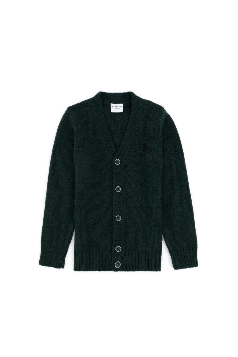 Erkek Çocuk Koyu Yeşil Triko Hırka - 50317150040