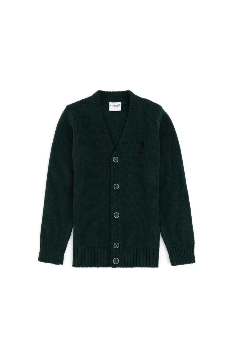 Erkek Çocuk Koyu Yeşil Triko Hırka