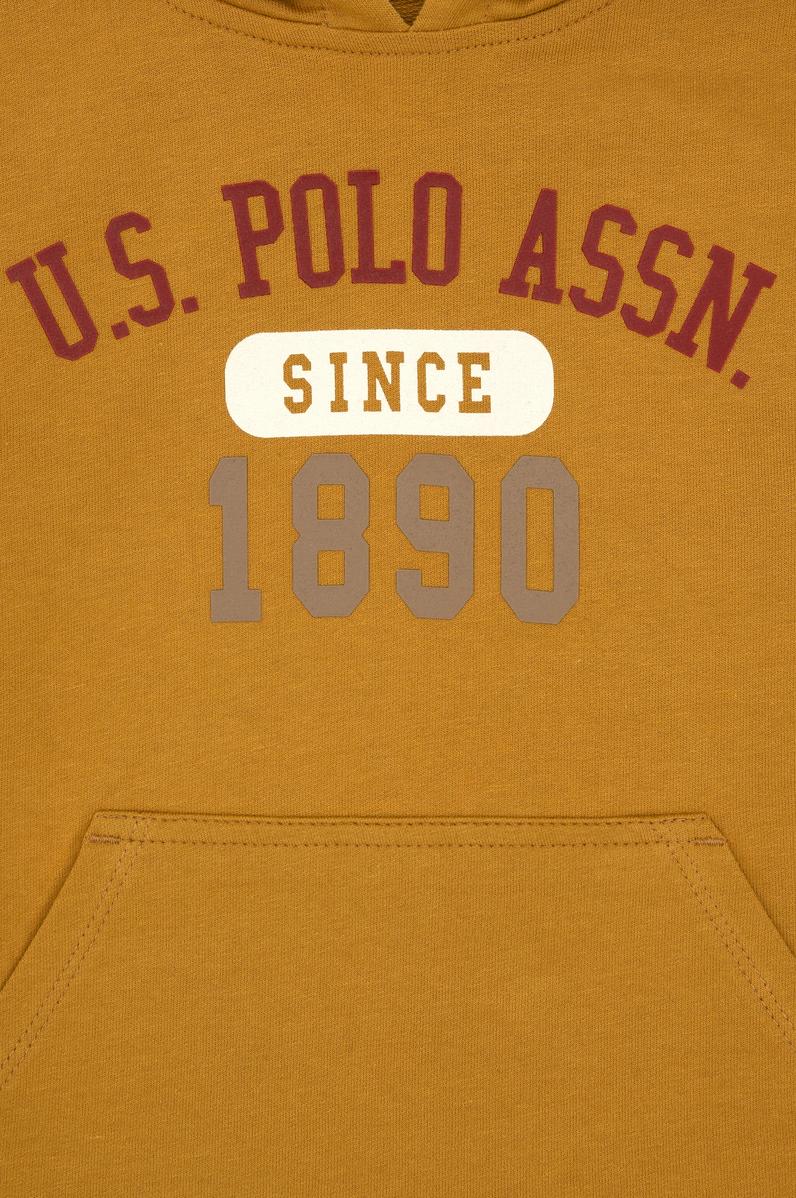 Erkek Çocuk Hardal Kapüşonlu İnce Sweatshirt