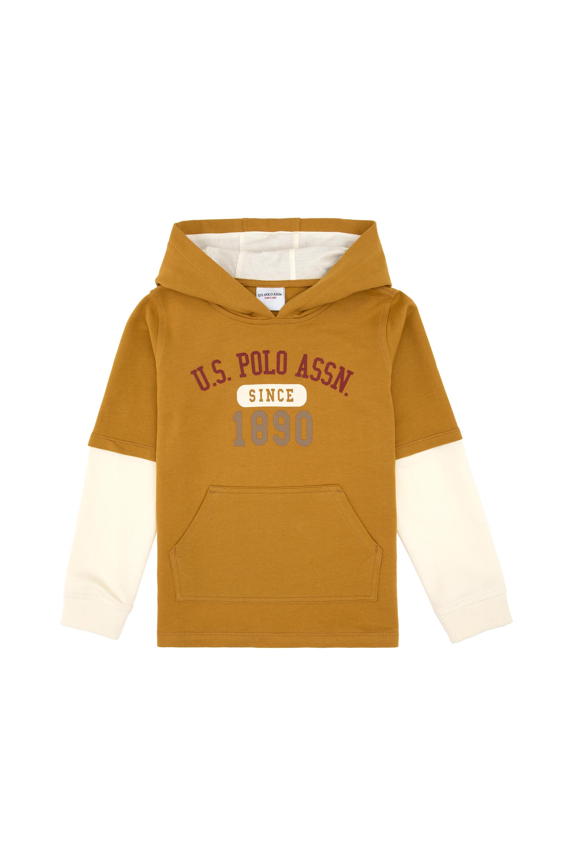 Erkek Çocuk Hardal Kapüşonlu İnce Sweatshirt