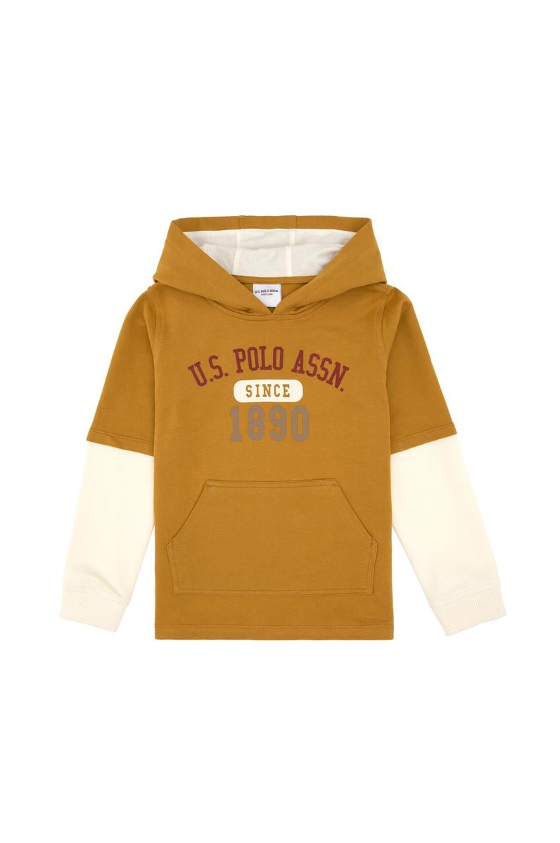 Erkek Çocuk Hardal Kapüşonlu İnce Sweatshirt