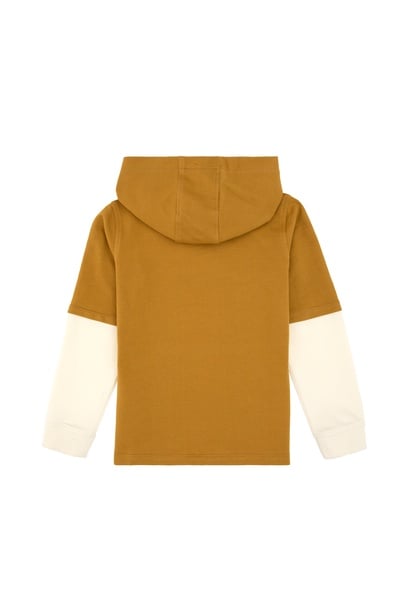 Erkek Çocuk Hardal Kapüşonlu İnce Sweatshirt