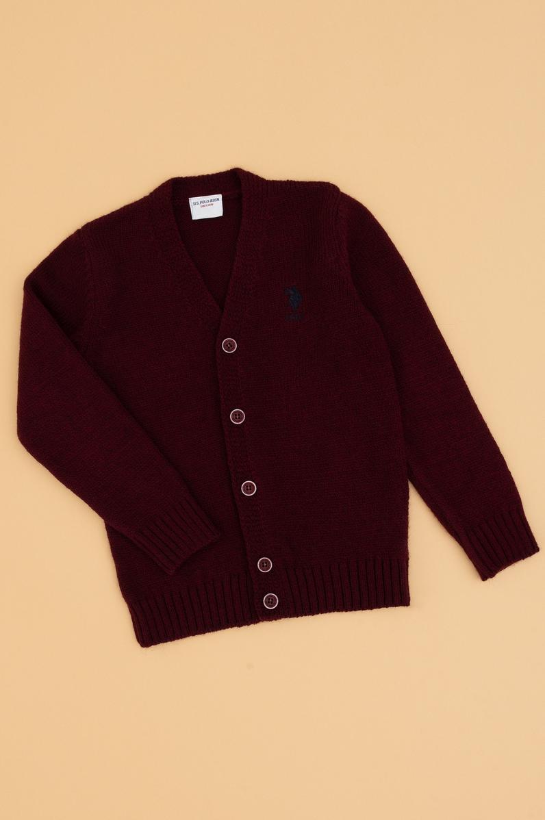 Erkek Çocuk Bordo Triko Hırka