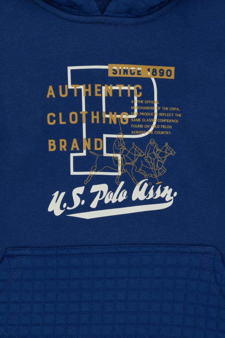 Erkek Çocuk İndigo Kapüşonlu Şardonlu Sweatshirt - 50316512015