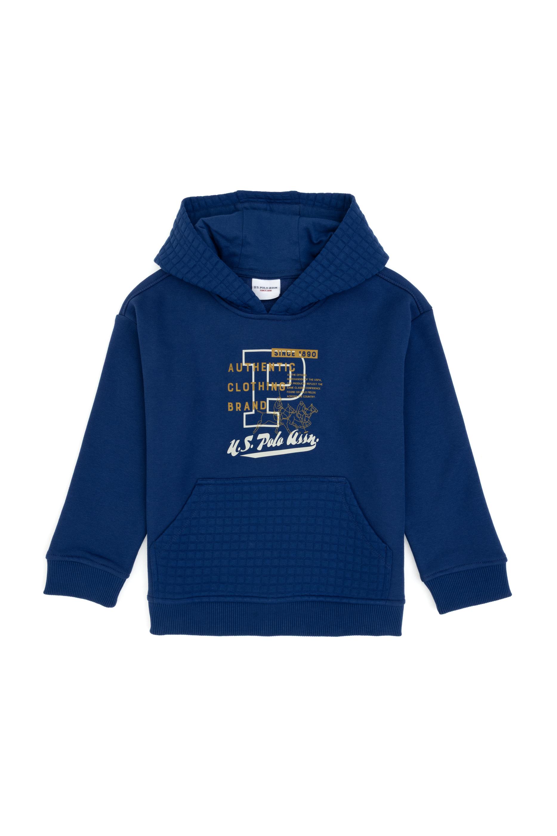 Erkek Çocuk İndigo Kapüşonlu Şardonlu Sweatshirt