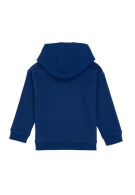 Erkek Çocuk İndigo Kapüşonlu Şardonlu Sweatshirt - 50316512015
