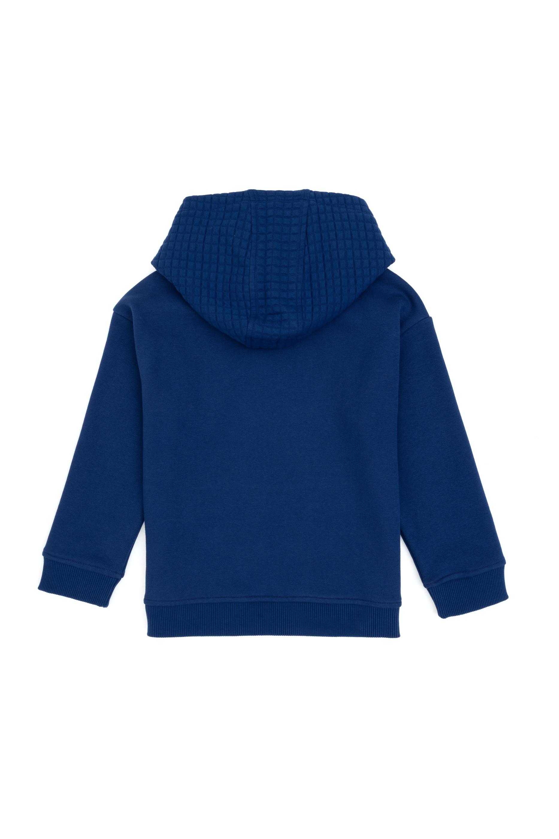 Erkek Çocuk İndigo Kapüşonlu Şardonlu Sweatshirt