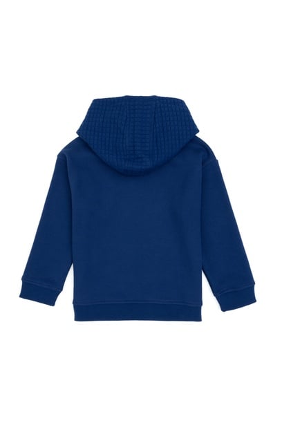 Erkek Çocuk İndigo Kapüşonlu Şardonlu Sweatshirt