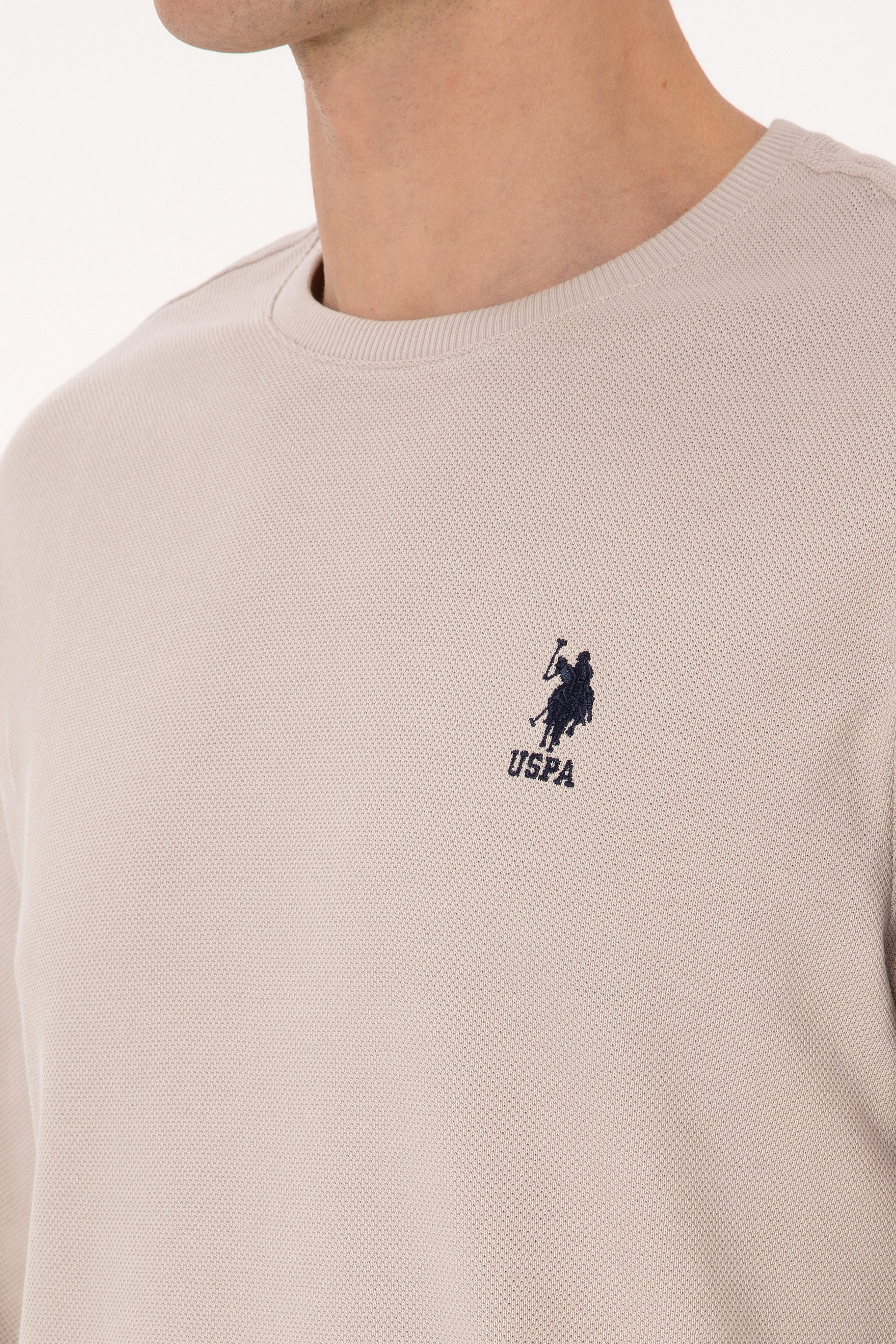 Erkek Regular Fit Bisiklet Yaka Taş Sweatshirt - Image 7