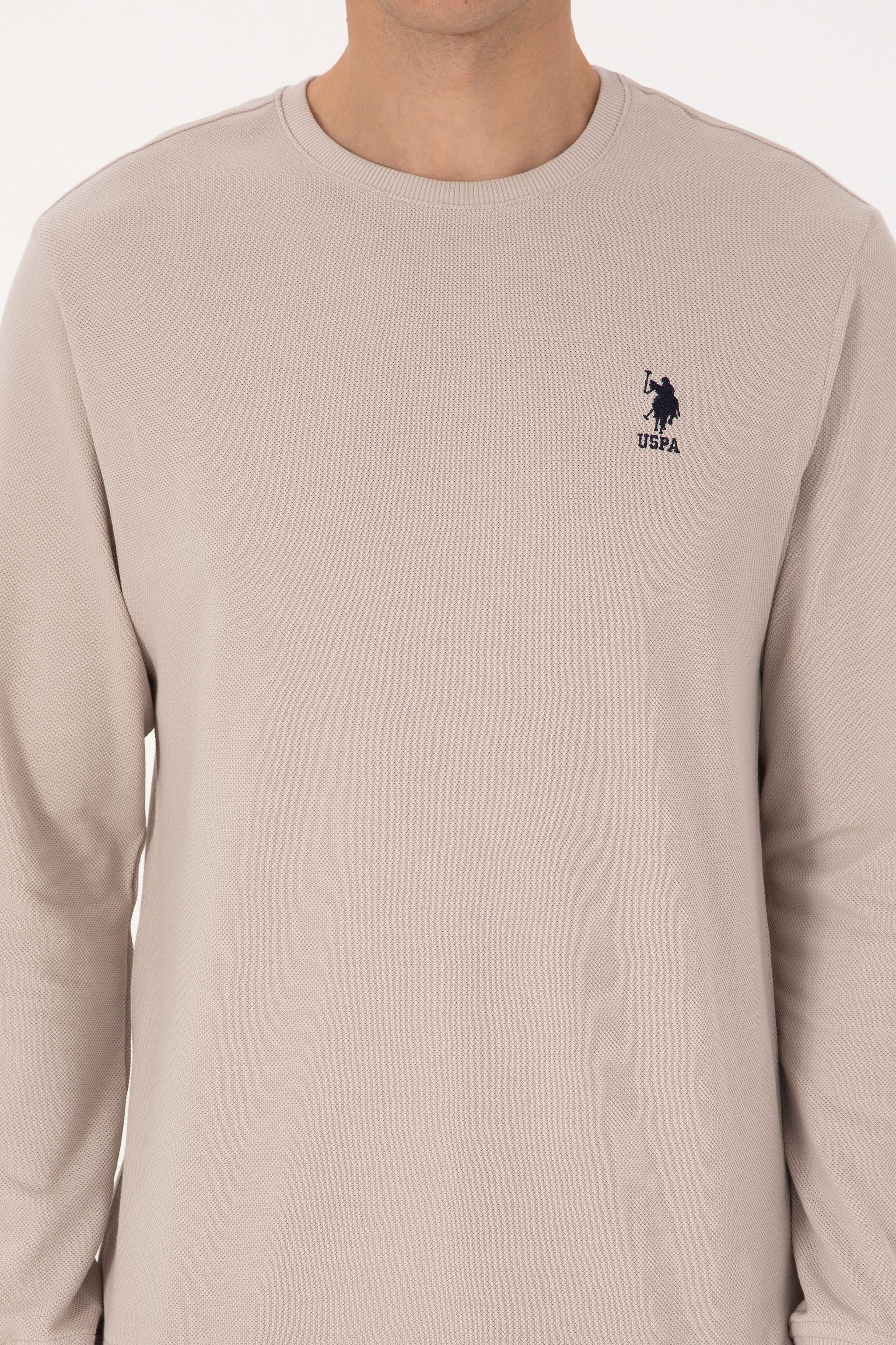 Erkek Regular Fit Bisiklet Yaka Taş Sweatshirt