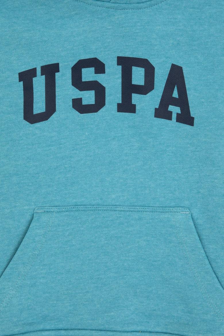 Erkek Çocuk Mint Melanj Kapüşonlu Basic Sweatshirt - 50314005160