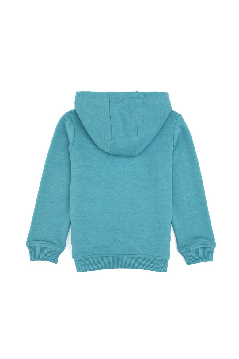 Erkek Çocuk Mint Melanj Kapüşonlu Basic Sweatshirt - 50314005160