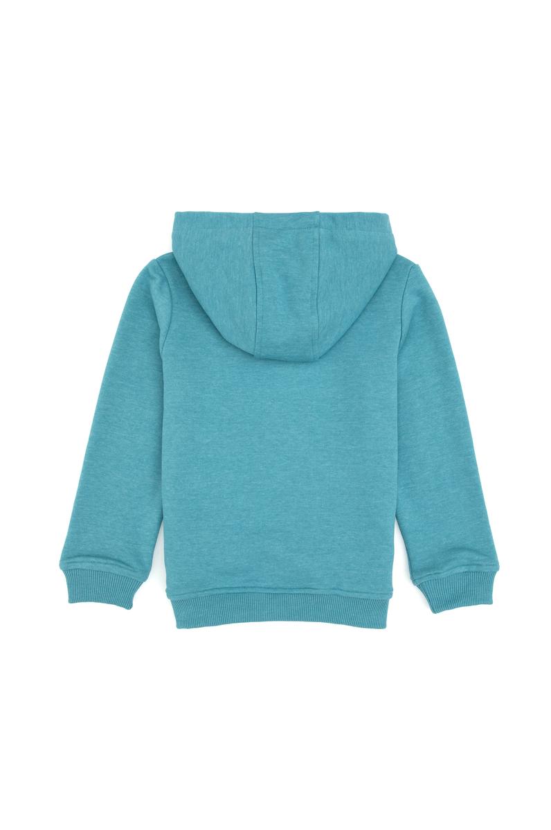 Erkek Çocuk Mint Melanj Kapüşonlu Basic Sweatshirt