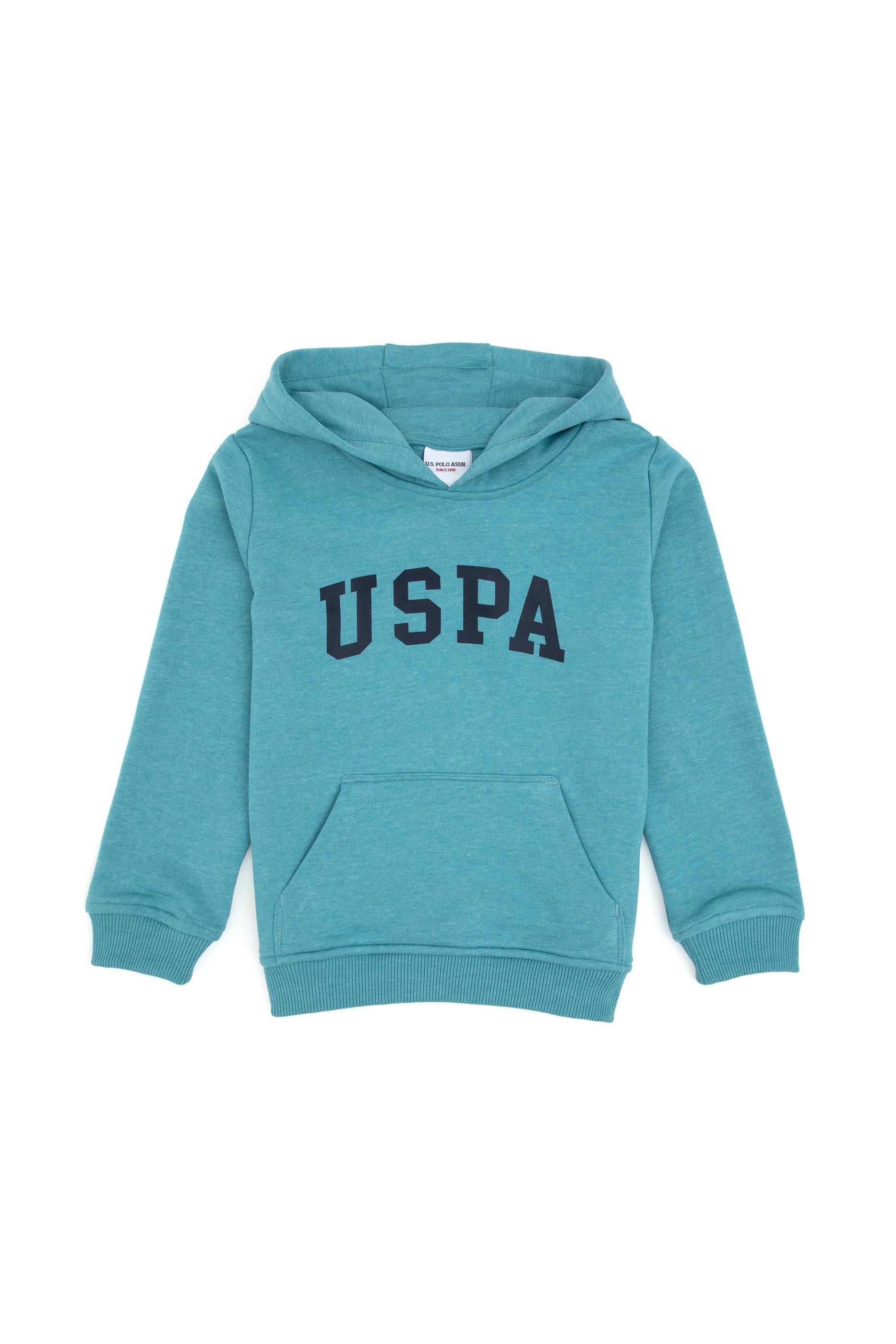 Erkek Çocuk Mint Melanj Kapüşonlu Basic Sweatshirt