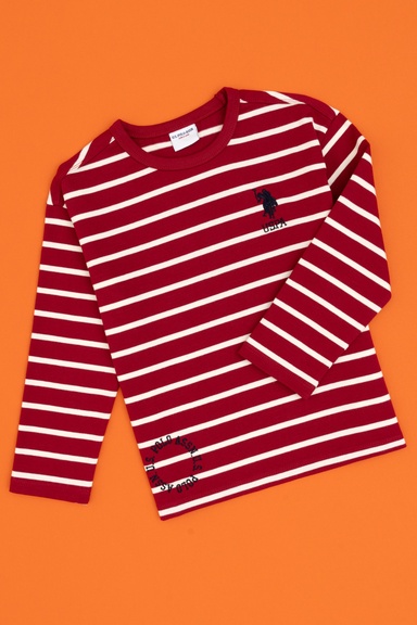 Erkek Çocuk Koyu Frambuaz Bisiklet Yaka Sweatshirt