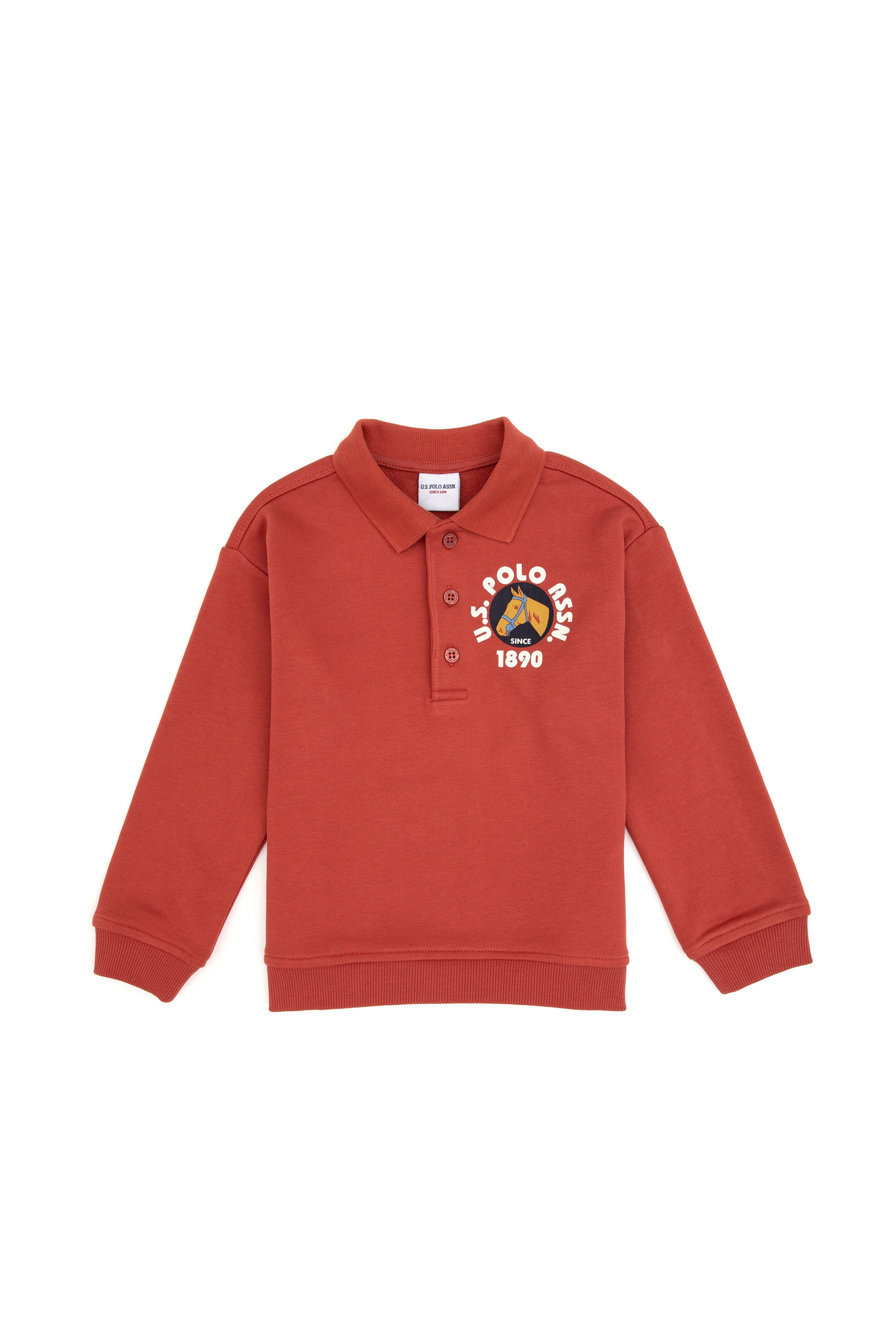 Erkek Çocuk Gül Kurusu Polo Yaka Sweatshirt - Image 2