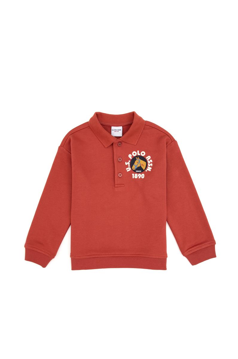 Erkek Çocuk Gül Kurusu Polo Yaka Sweatshirt