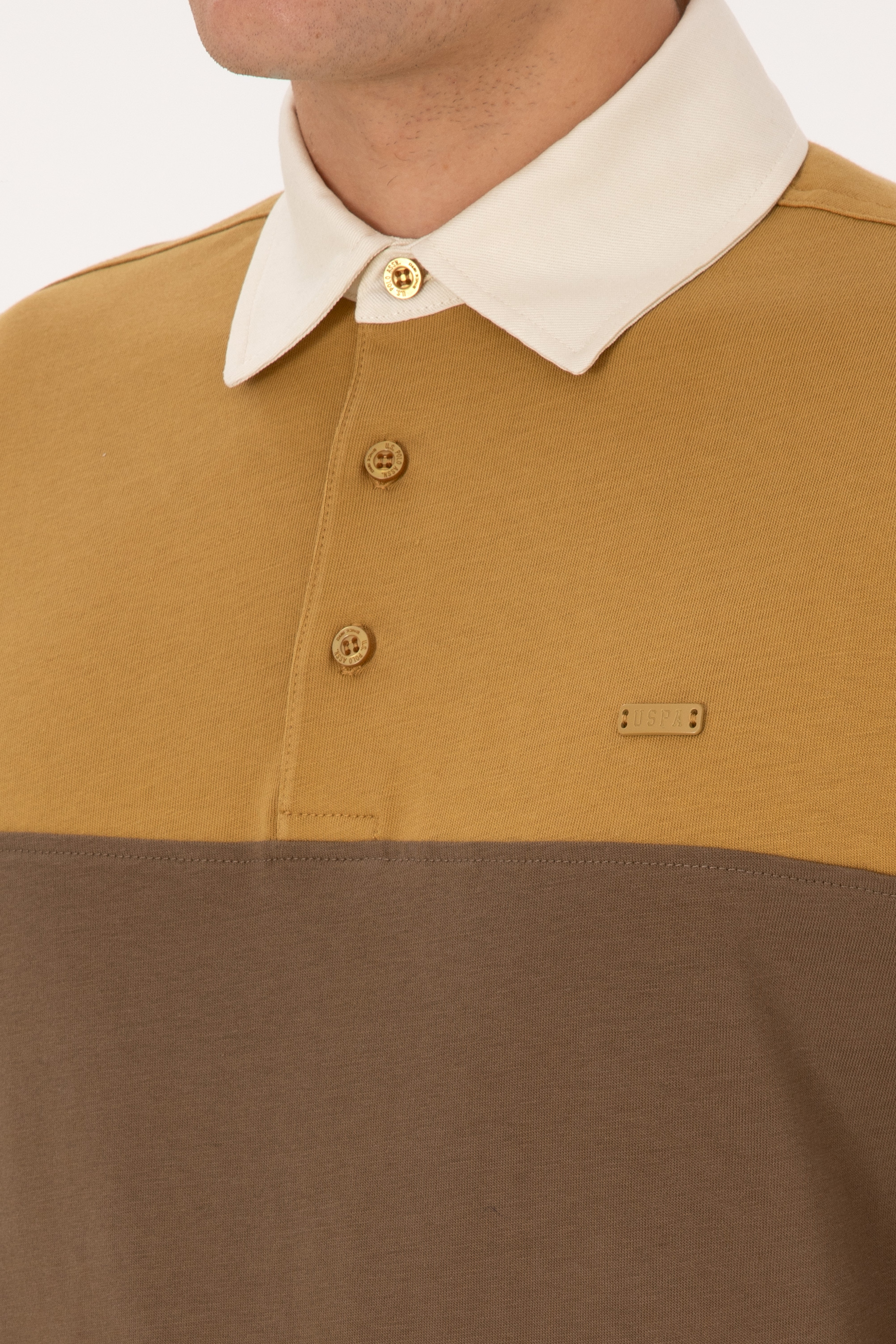 Erkek Regular Fit Polo Yaka Hardal Sweatshirt - Image 7