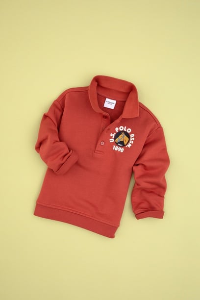 Erkek Çocuk Gül Kurusu Polo Yaka Sweatshirt