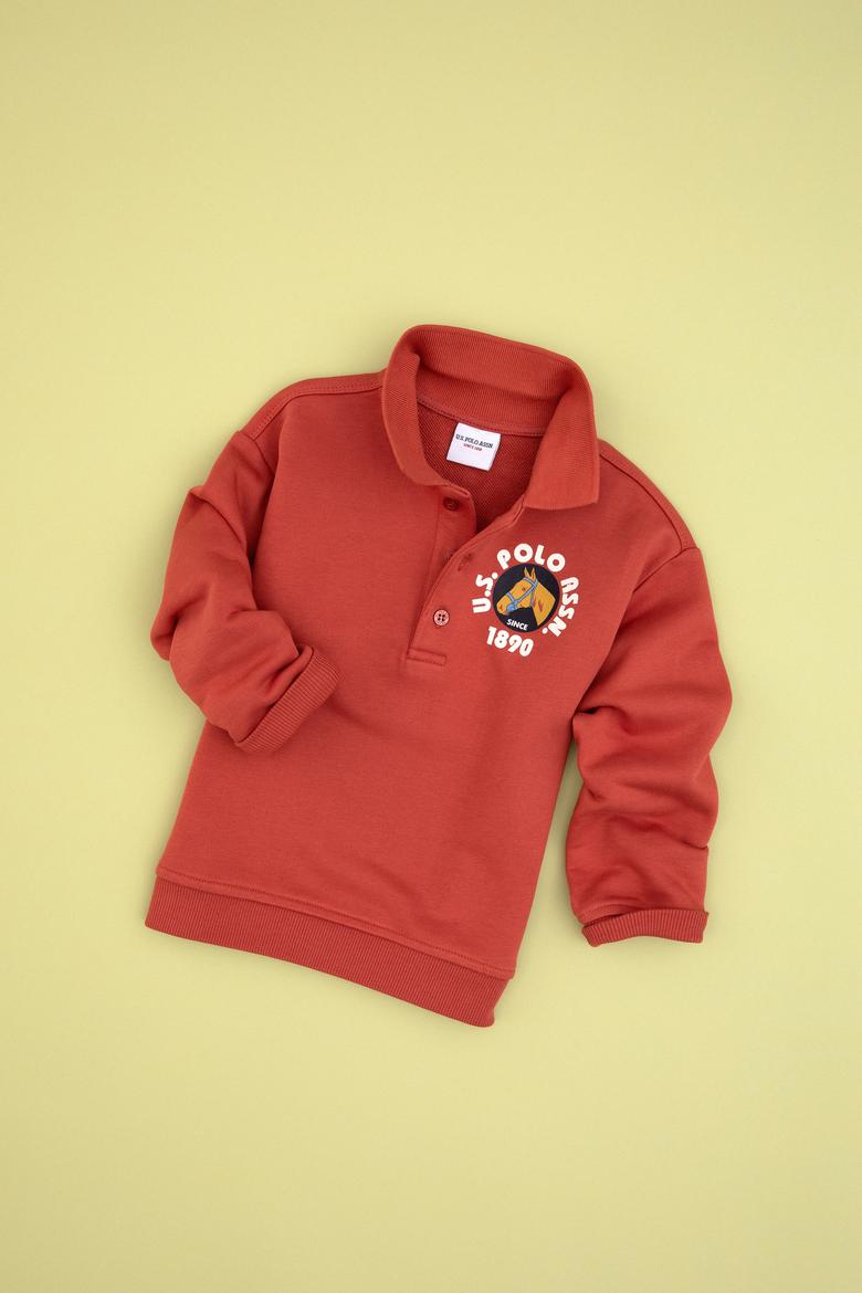 Erkek Çocuk Gül Kurusu Polo Yaka Sweatshirt