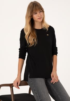 Kadın Siyah Basic Kazak - 50315449005