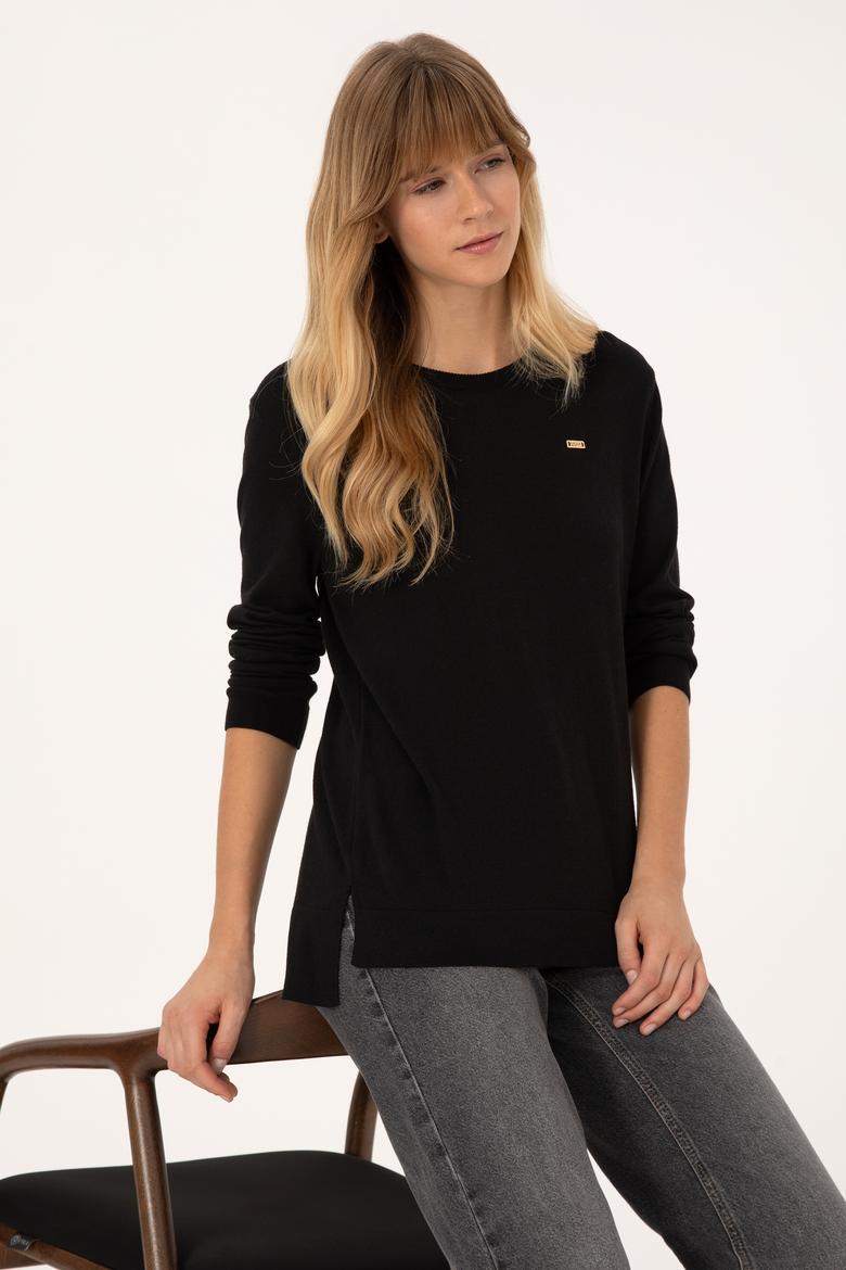 Kadın Siyah Basic Kazak - 50315449005