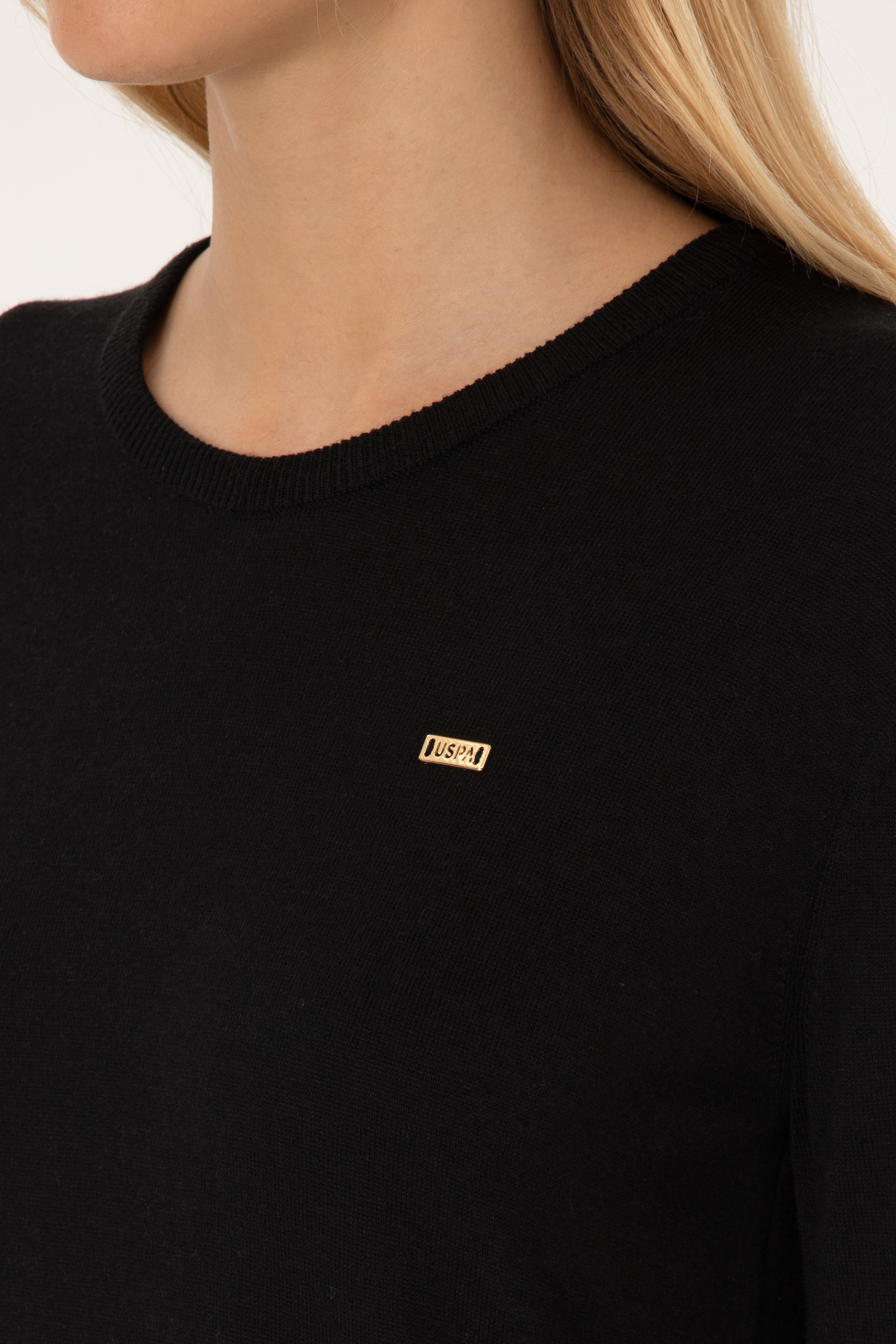 Kadın Siyah Bisiklet Yaka Basic Kazak - Image 7