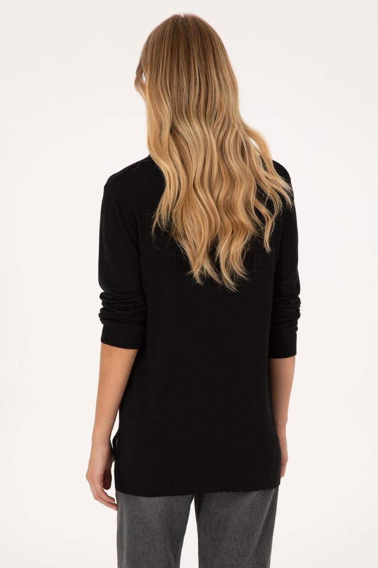 Kadın Siyah Basic Kazak - 50315449005