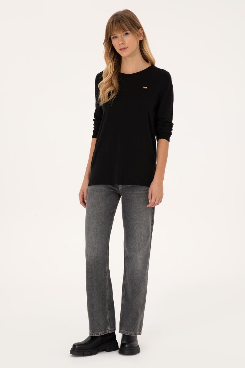 Kadın Siyah Basic Kazak - 50315449005