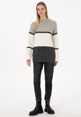 Kadın Gri Melanj Kazak - 50314841010