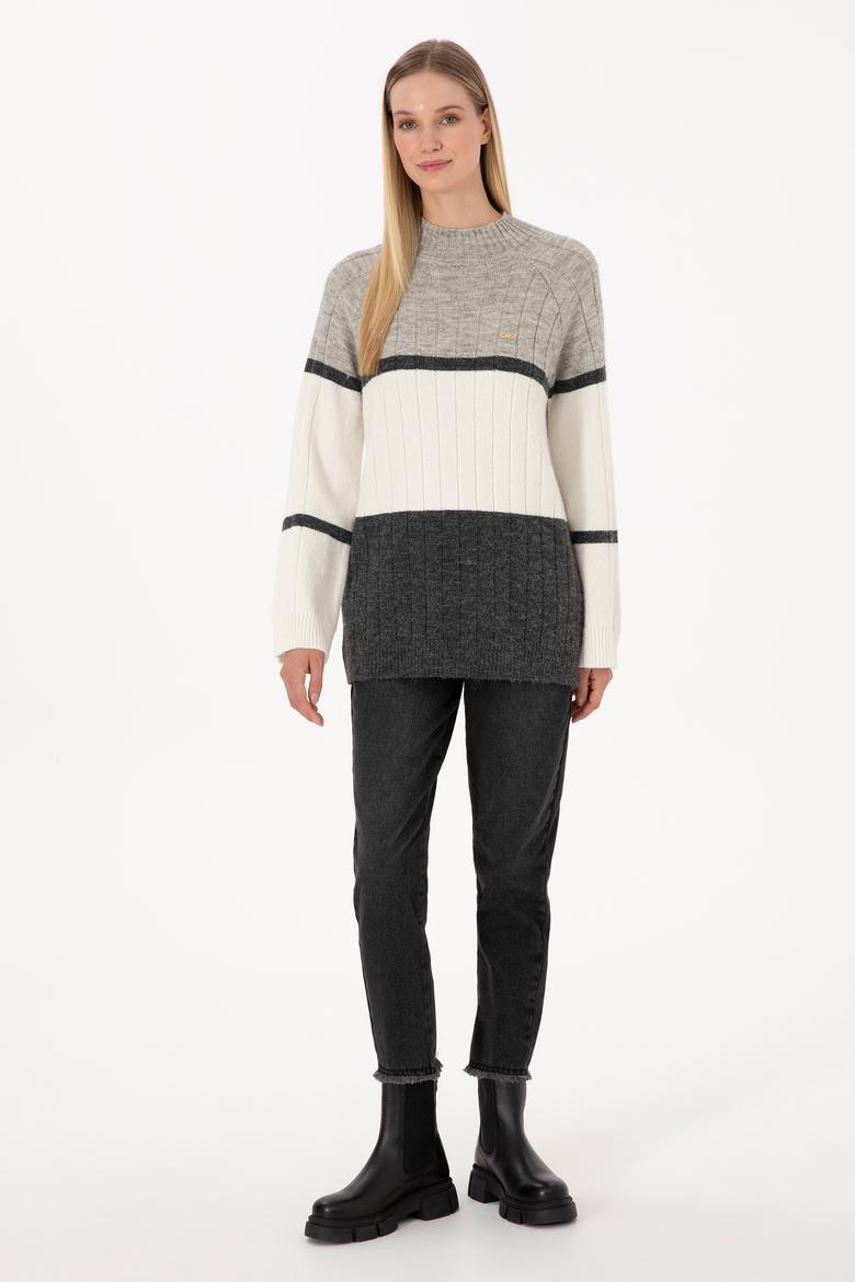 Kadın Gri Melanj Kazak - 50314841010