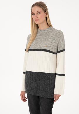 Kadın Gri Melanj Kazak - 50314841010